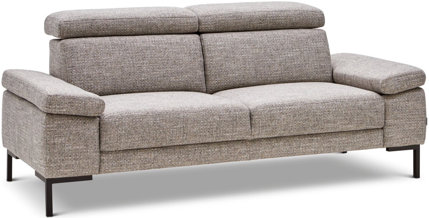 Sofa Hudson - 2,5-Sitzer, Kopfteil verstellbar (manuell), Stoff grau