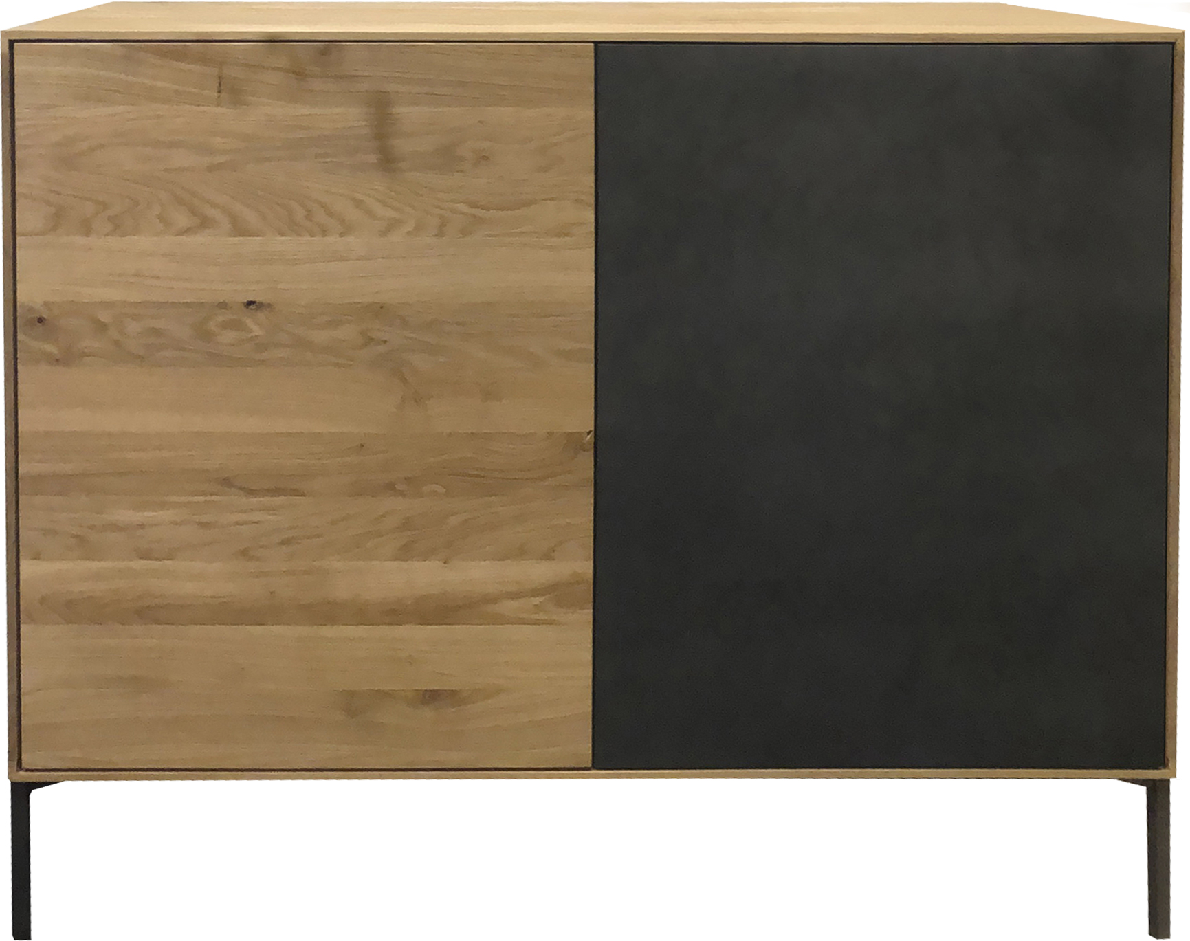 Hera Sideboard aus Wildeiche, massiv geölt, Metalltür rechts schwarz 